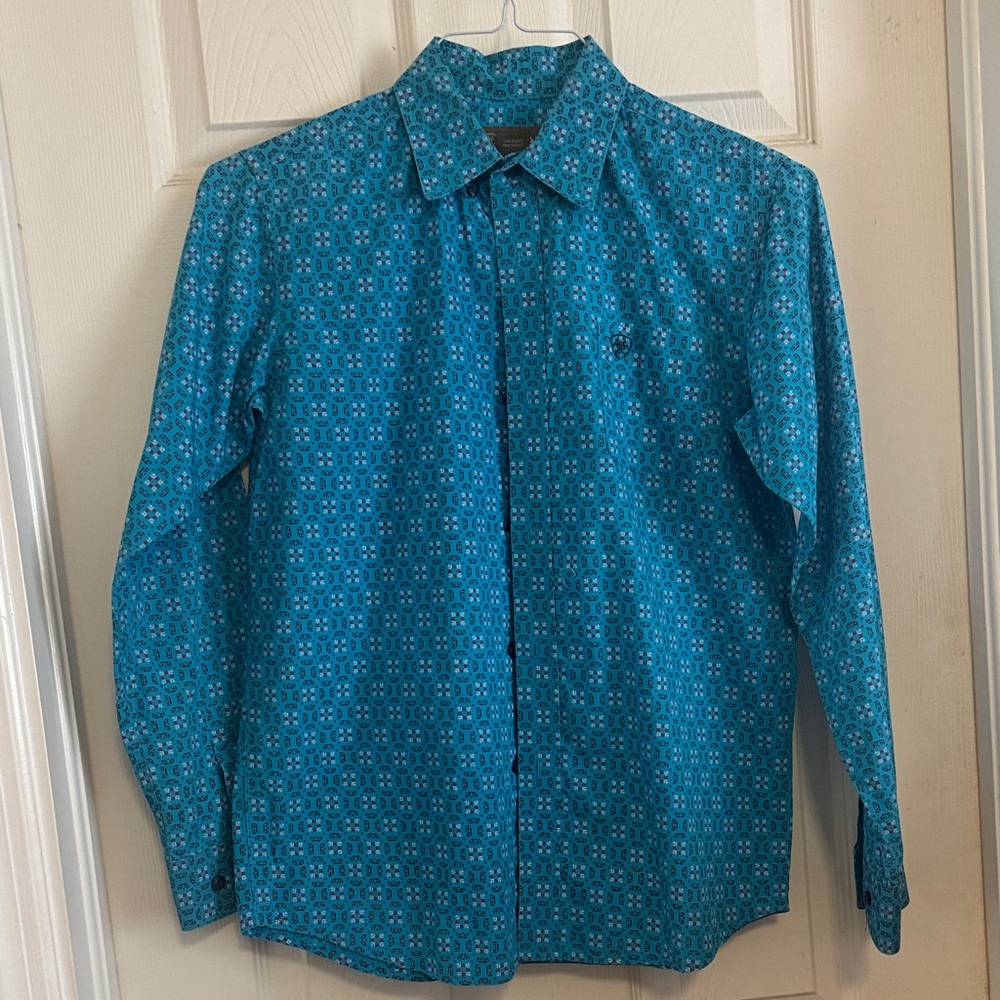 Ariat Kids Teal Geometric Button Down Shirt